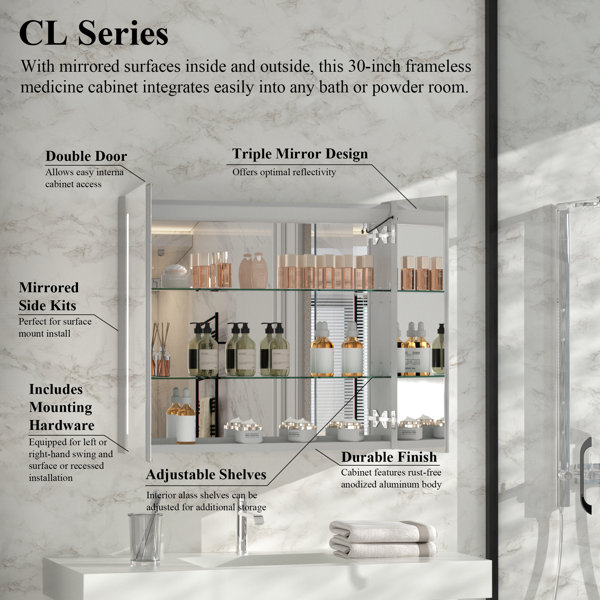 Wrought Studio Modern & Stylish Square Bathroom Mirror Great Storage Space, LED